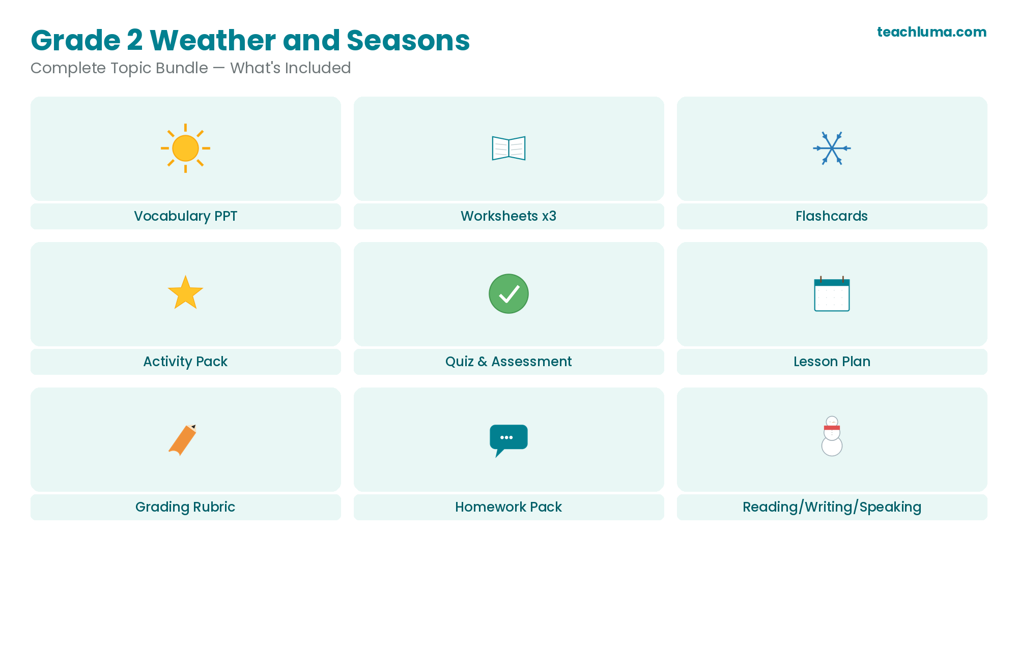 Preview 3 of Grade 2 Weather and Seasons Complete Topic Bundle
