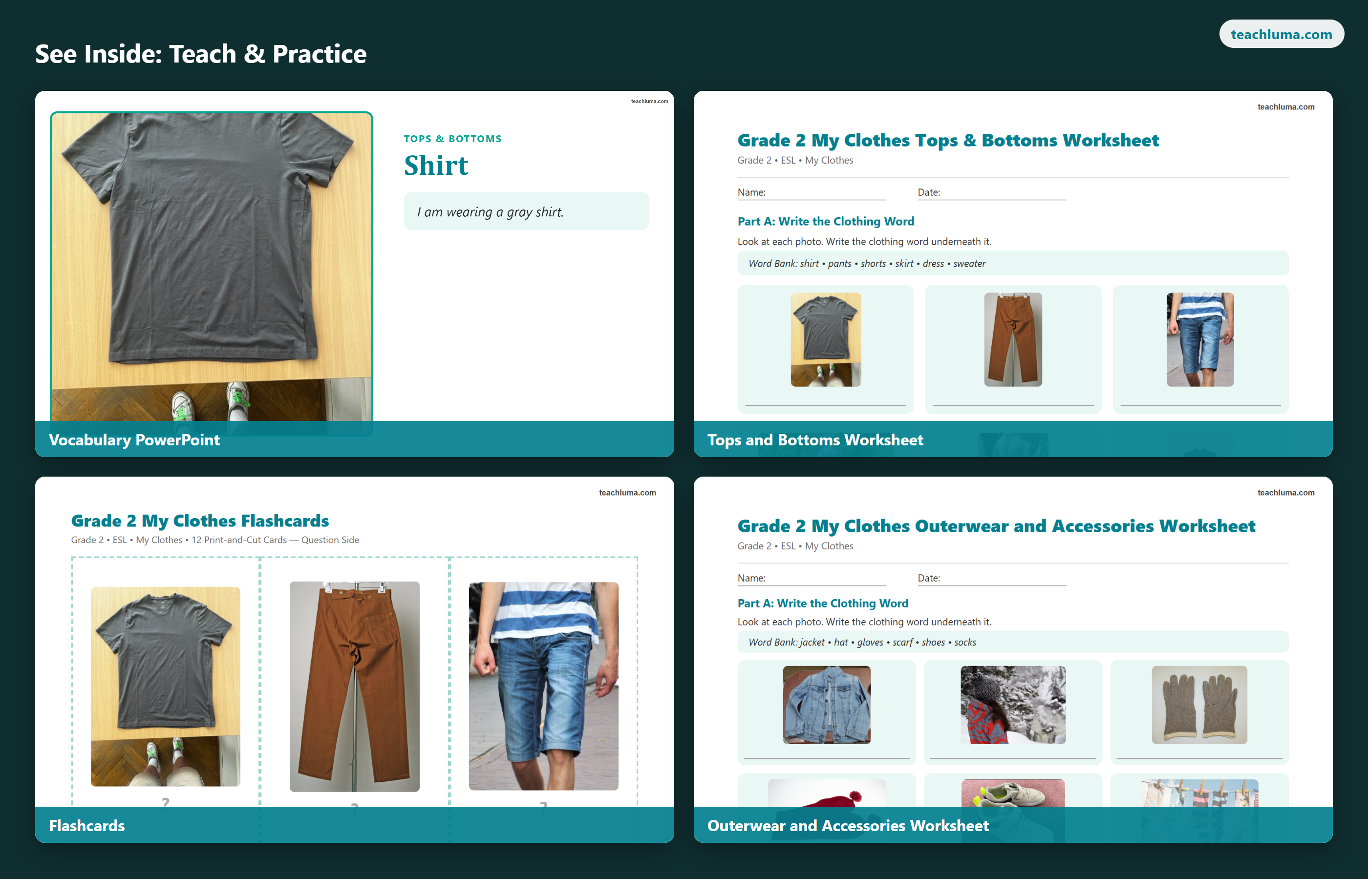 Preview 3 of Grade 2 My Clothes — Complete Topic Bundle