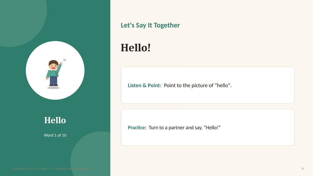 Greetings and Introductions — Vocabulary PowerPoint