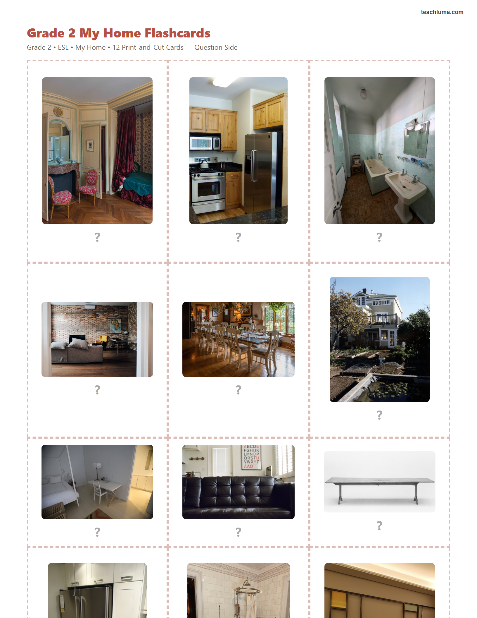 Preview of Grade 2 My Home Flashcards