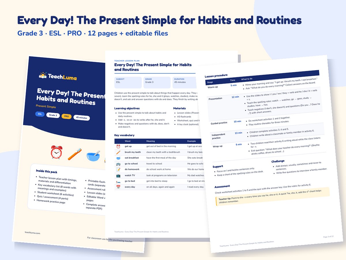 Preview of Every Day! The Present Simple for Habits and Routines