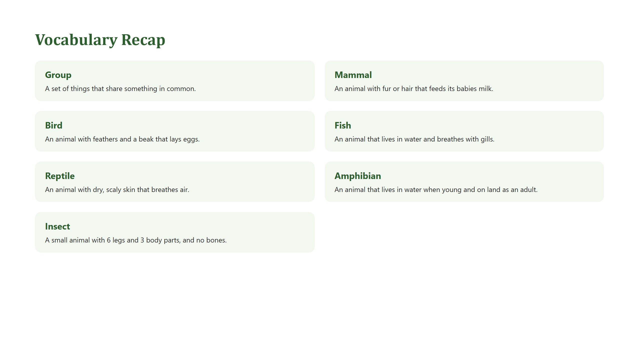 Preview of Grade 2 Animals Introduction and Vocabulary PowerPoint