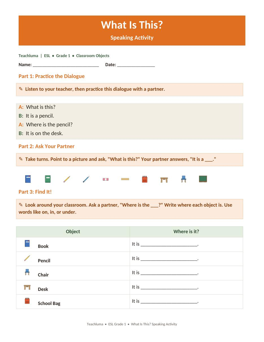 What Is This? — Speaking Activity