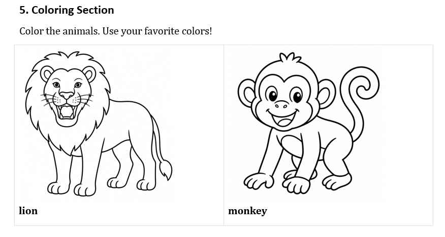 Animals  - Worksheet