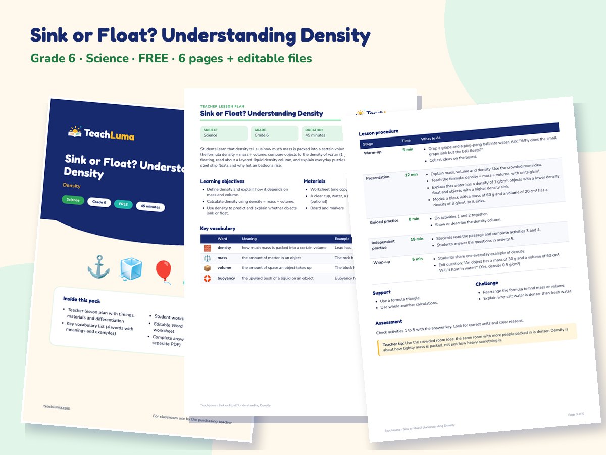 Preview of Sink or Float? Understanding Density
