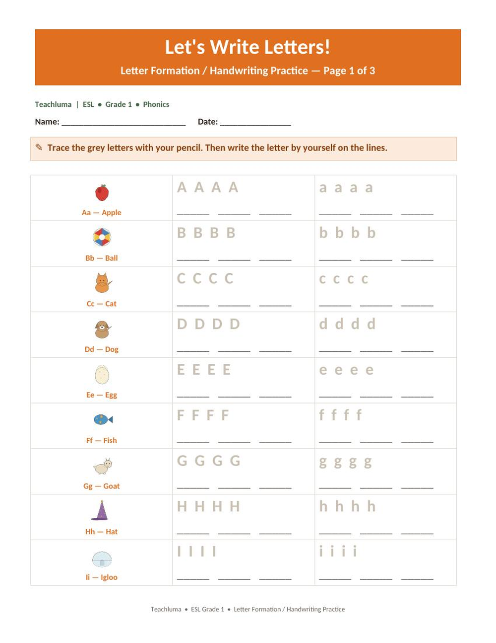 Letter Formation / Handwriting Practice