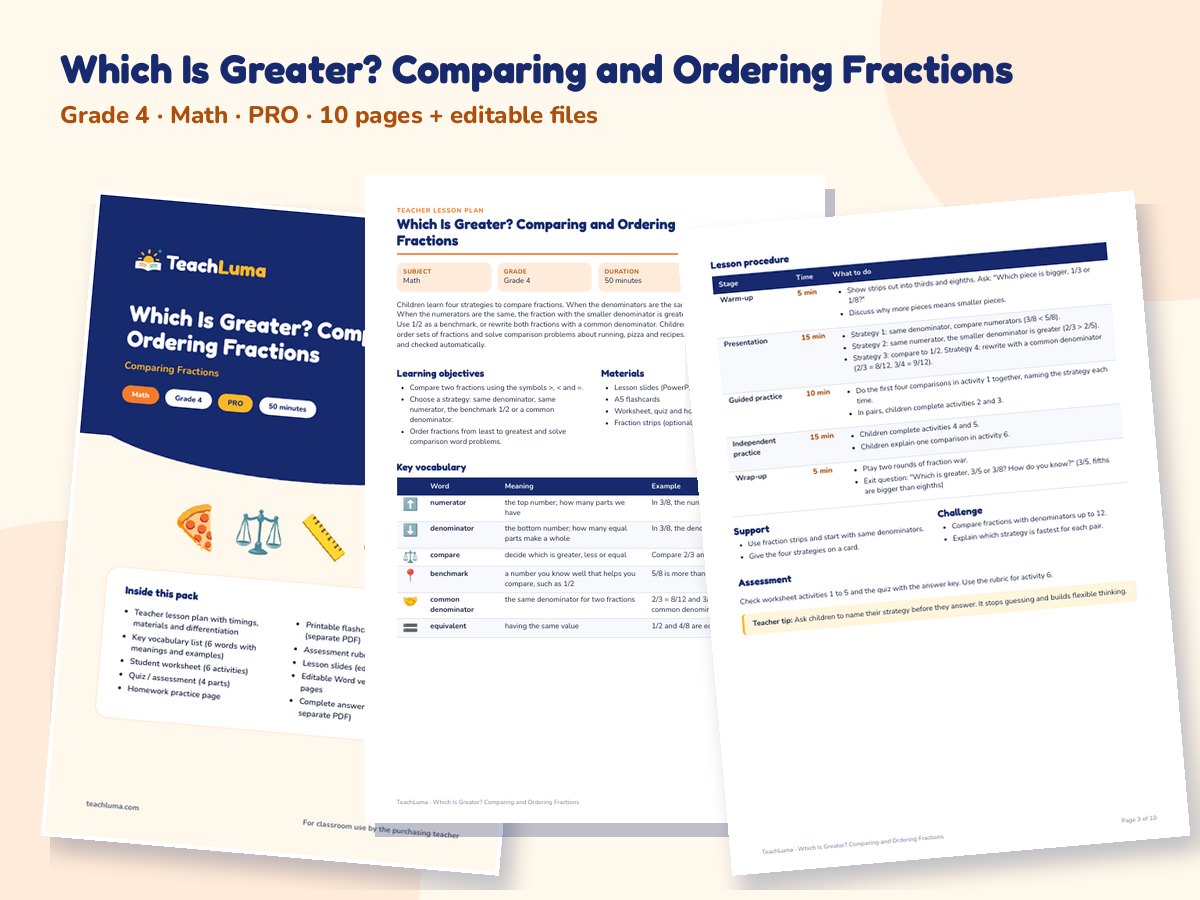 Preview of Which Is Greater? Comparing and Ordering Fractions