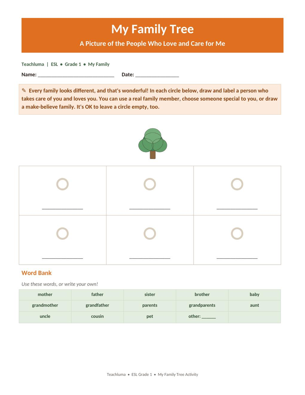 My Family Tree — Hands-On Activity