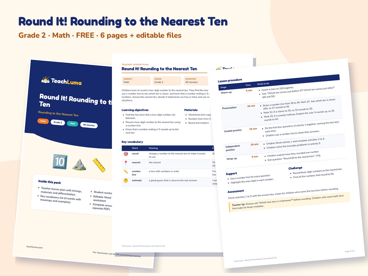Preview of Round It! Rounding to the Nearest Ten