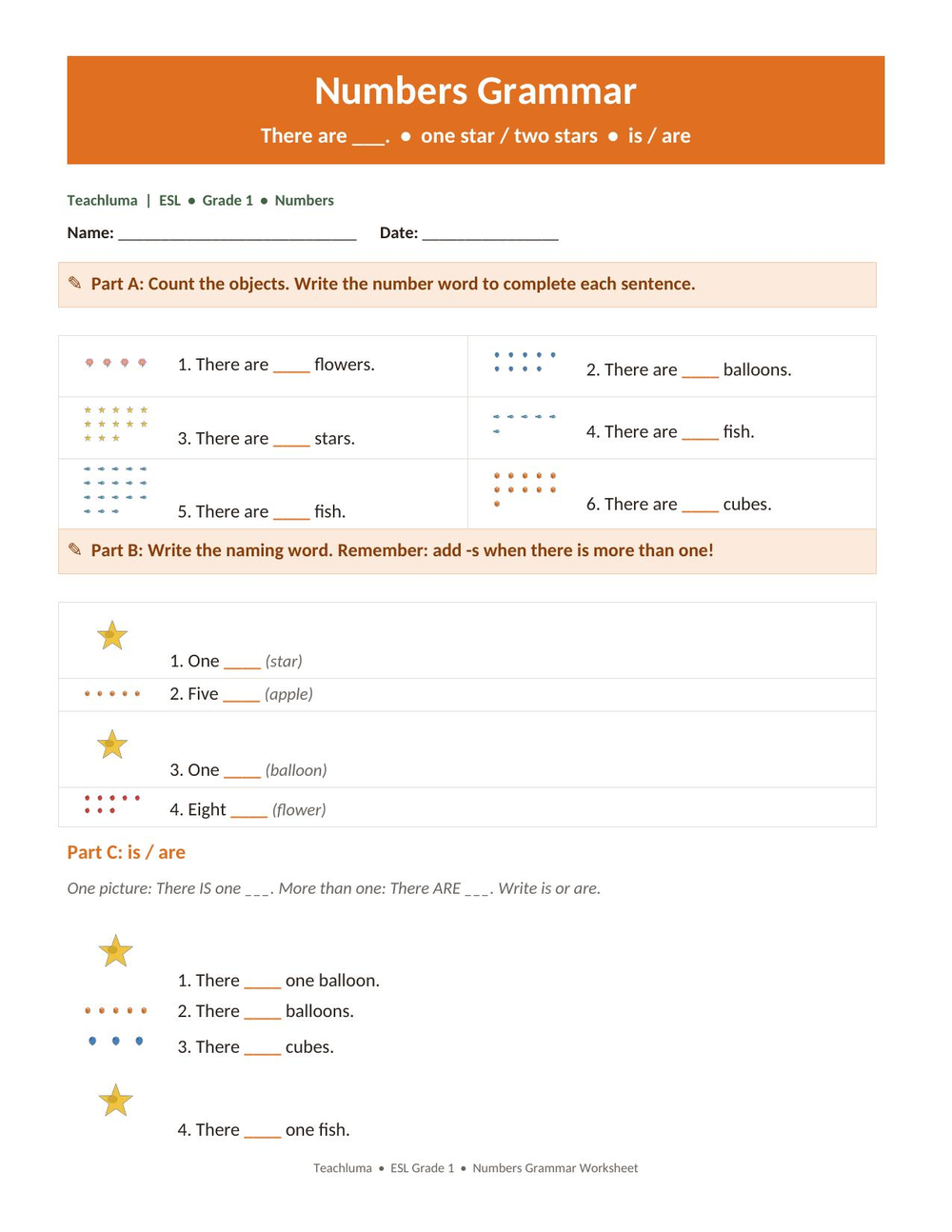 Numbers — Grammar Worksheet