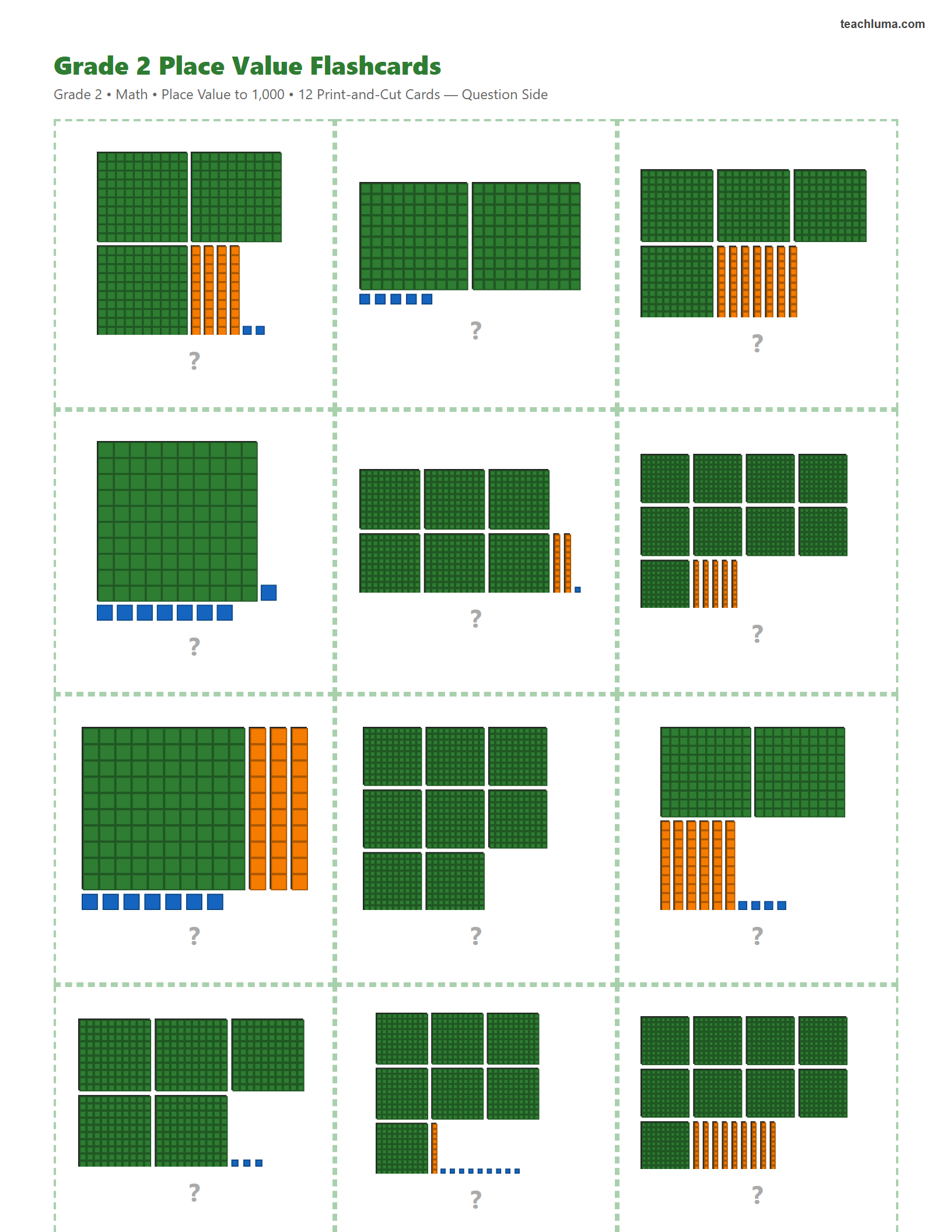 Preview of Grade 2 Place Value Flashcards
