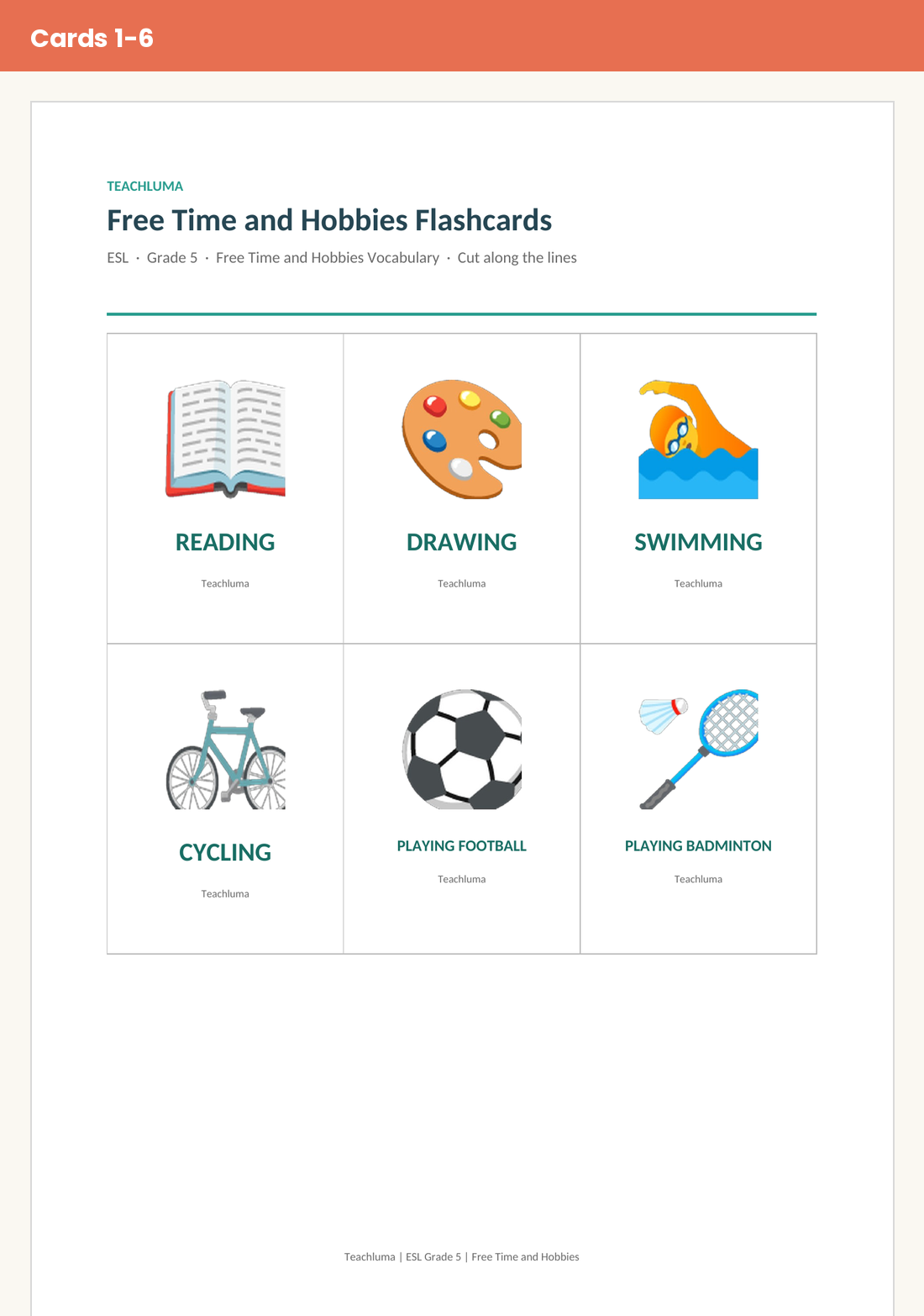 Grade 5 Free Time and Hobbies Flashcards