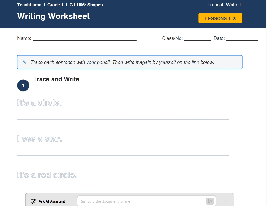Writing Worksheet