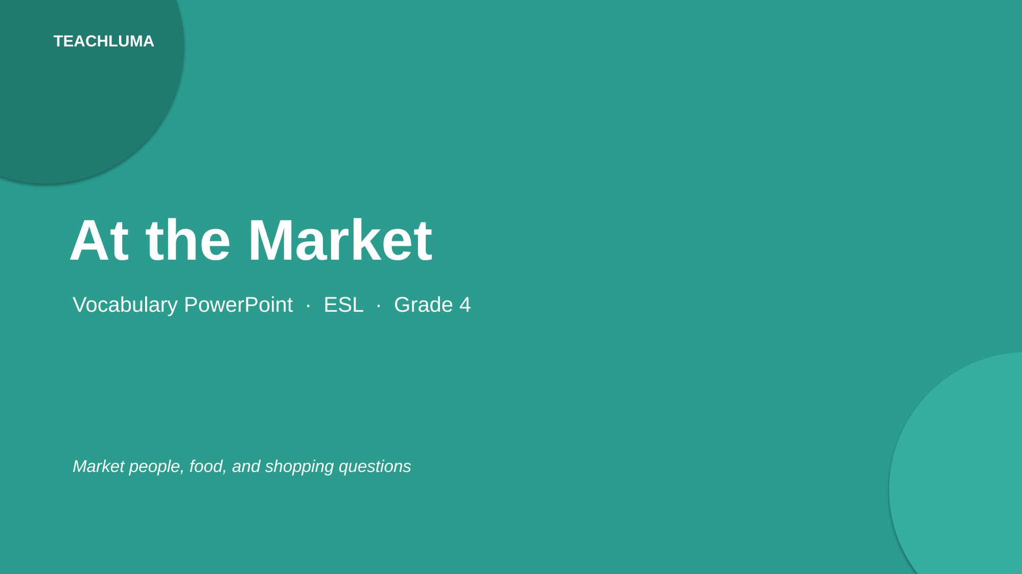 Grade 4 At the Market Vocabulary PowerPoint