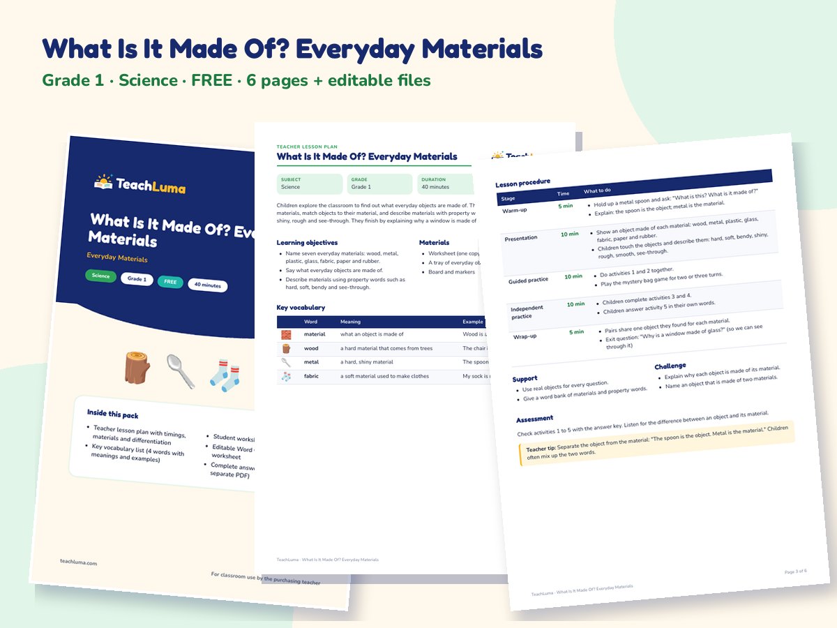 Preview of What Is It Made Of? Everyday Materials