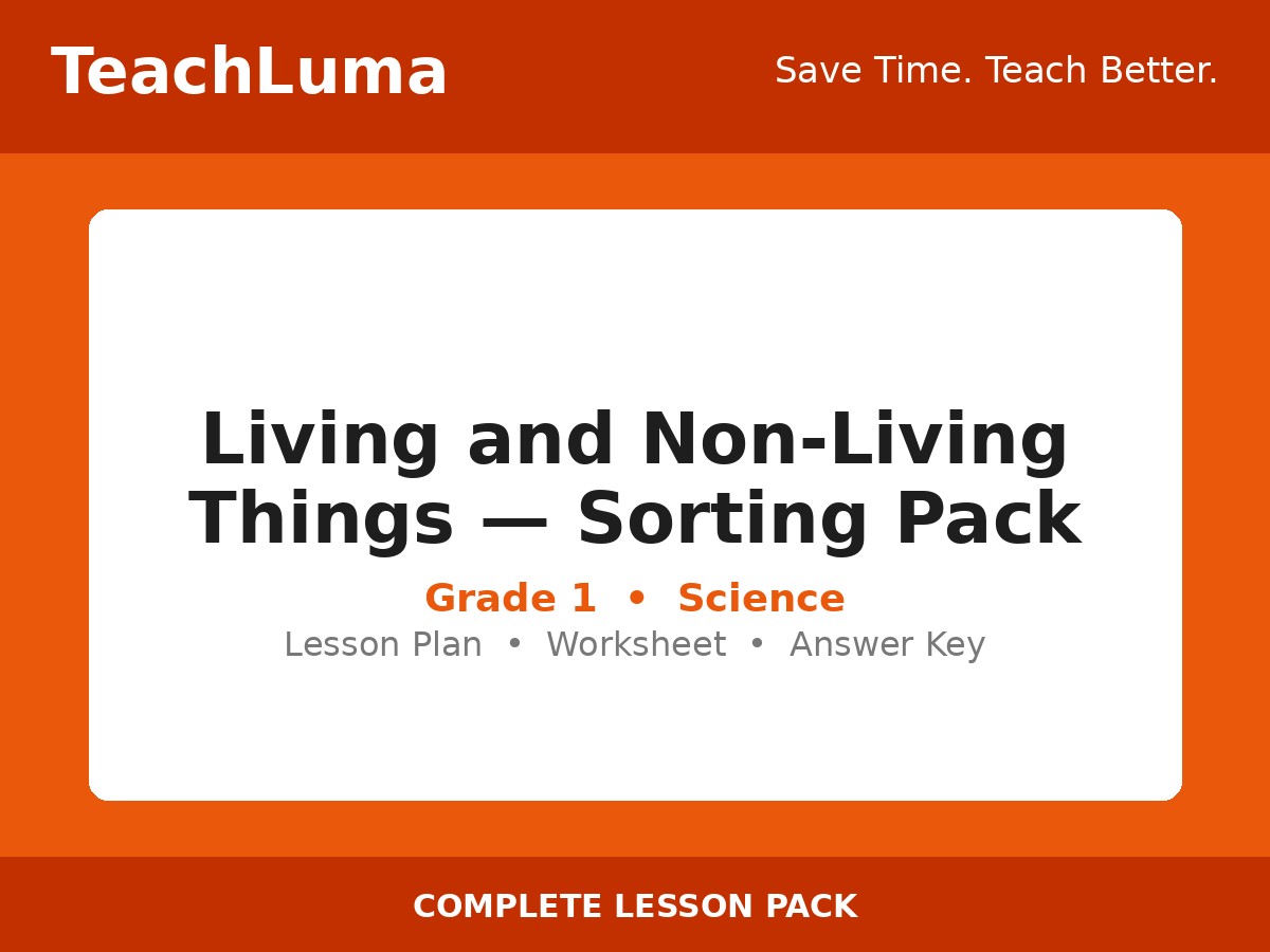 Living and Non-Living Things — Sorting Pack