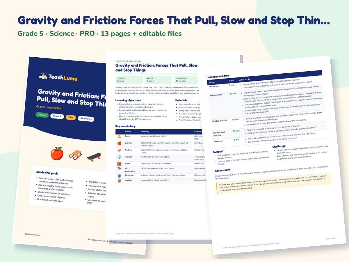 Preview of Gravity and Friction: Forces That Pull, Slow and Stop Things
