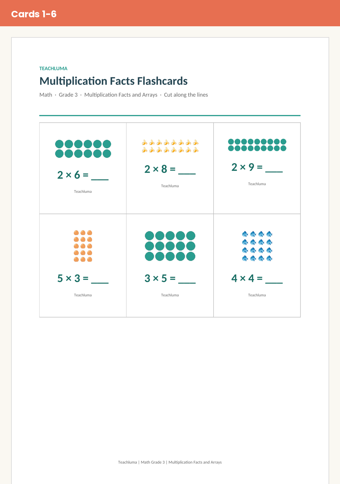 Grade 3 Multiplication Facts Flashcards