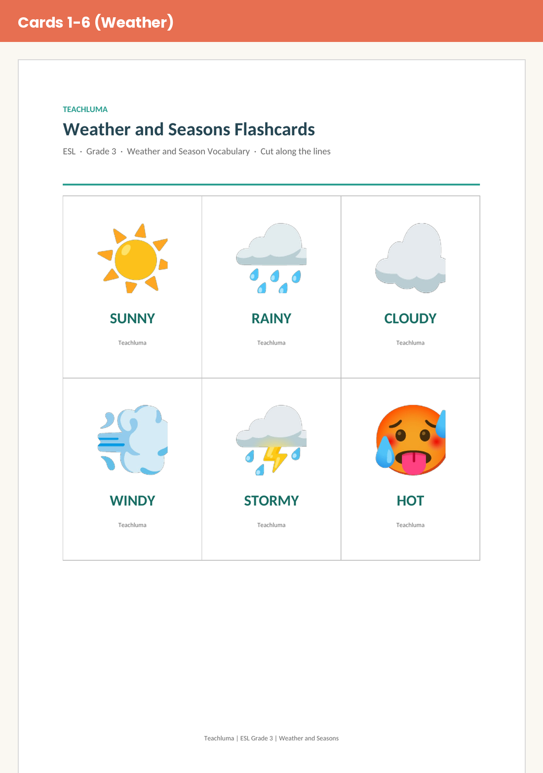 Grade 3 Weather and Seasons Flashcards