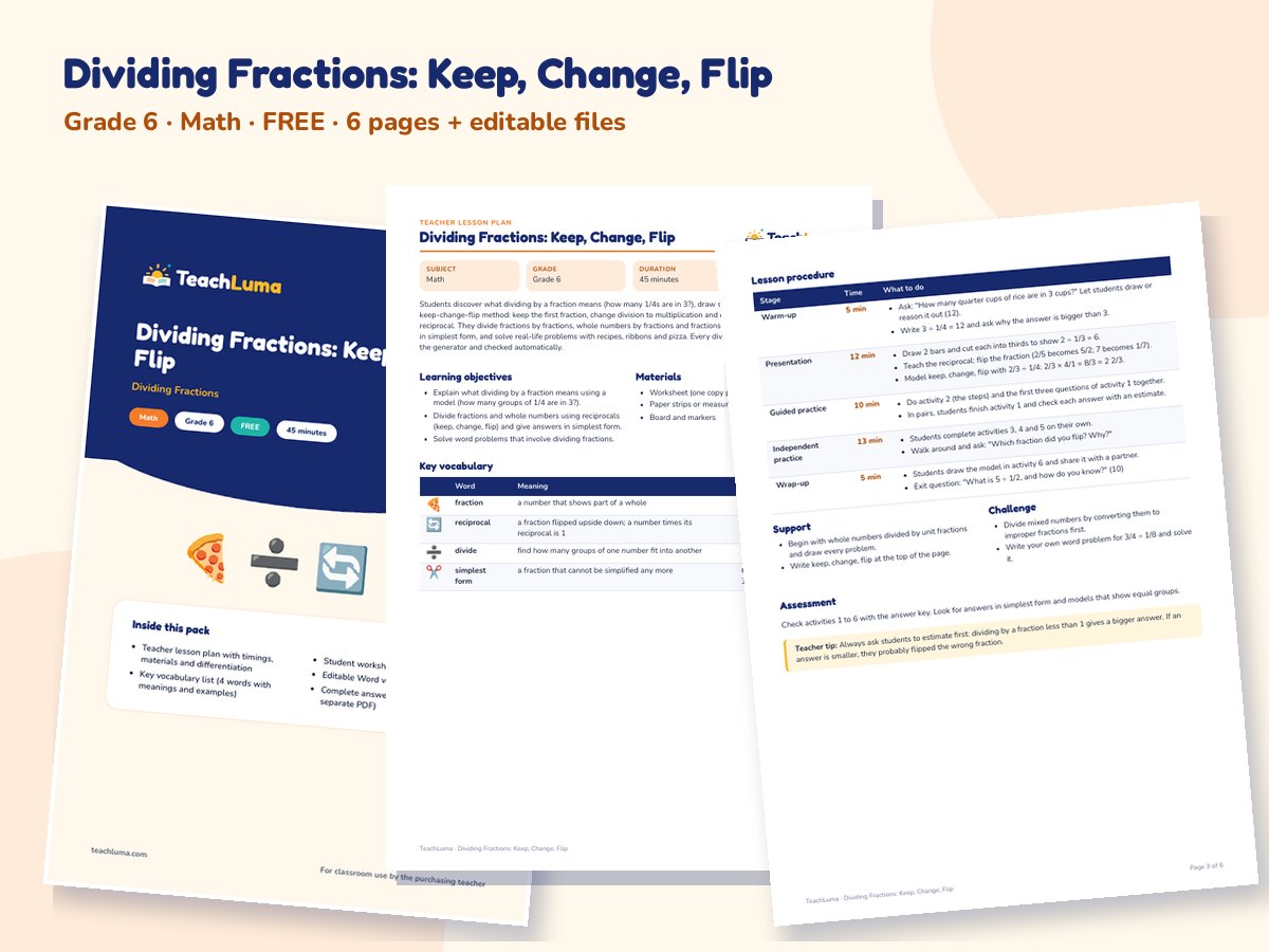 Preview of Dividing Fractions: Keep, Change, Flip