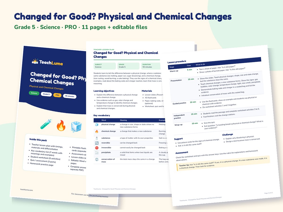 Preview of Changed for Good? Physical and Chemical Changes
