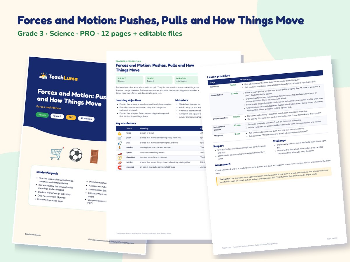 Preview of Forces and Motion: Pushes, Pulls and How Things Move