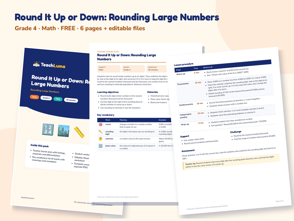 Preview of Round It Up or Down: Rounding Large Numbers