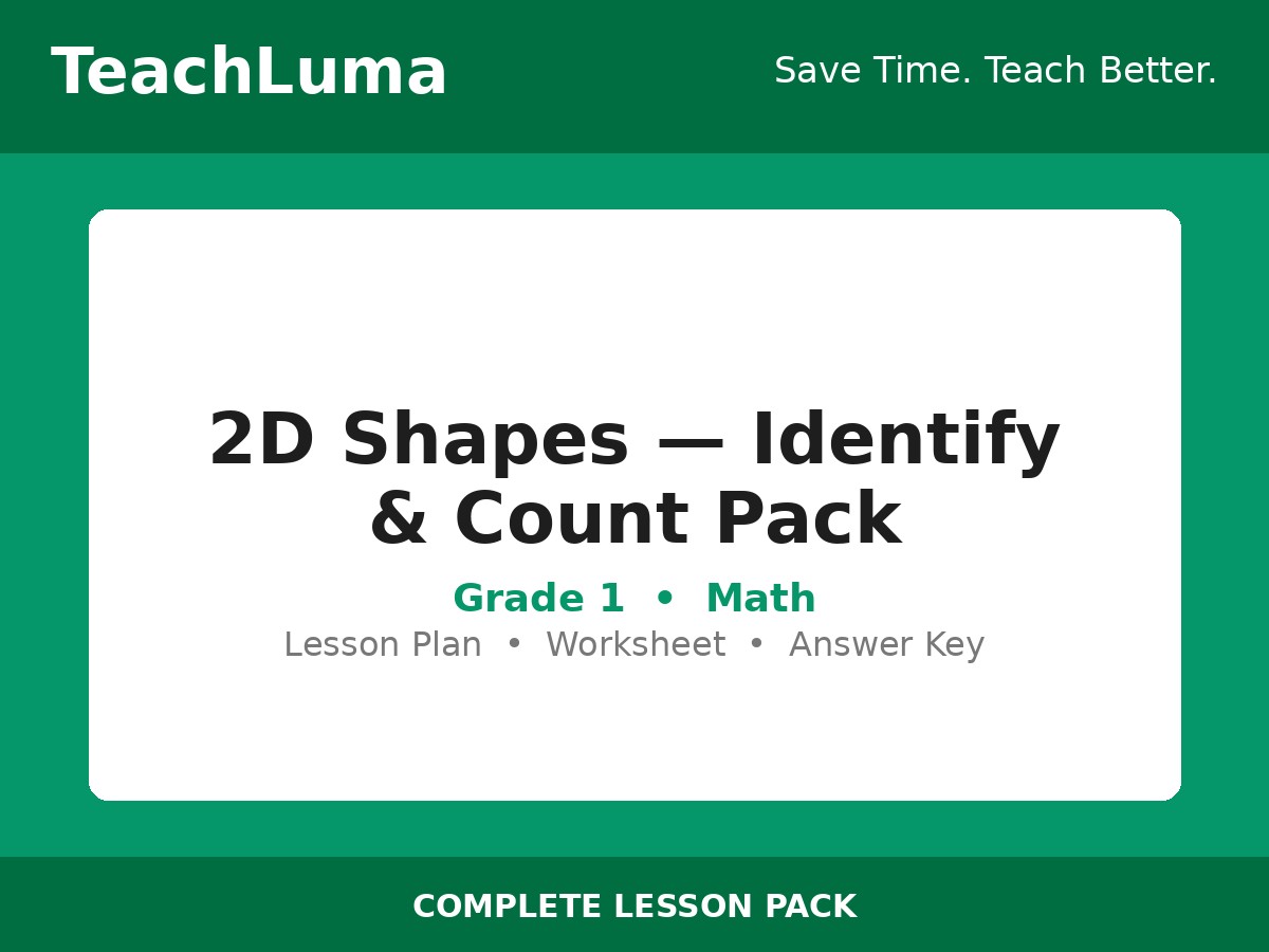 2D Shapes — Identify & Count Pack