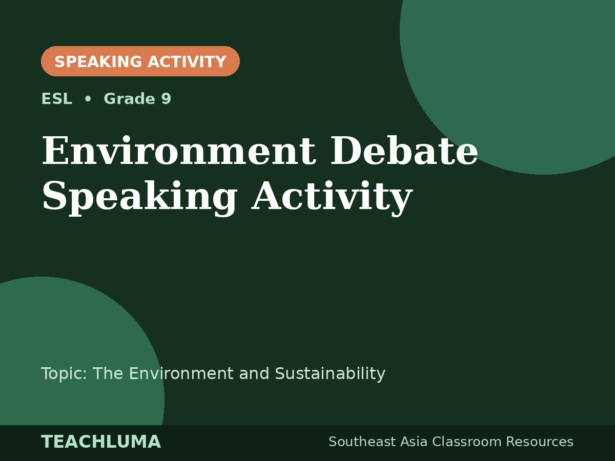 Grade 9 Environment Debate Speaking Activity