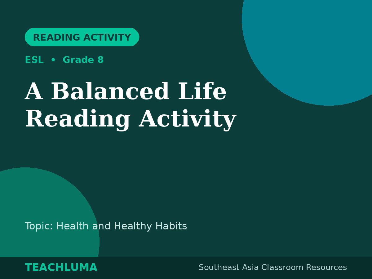 A Balanced Life Reading Activity