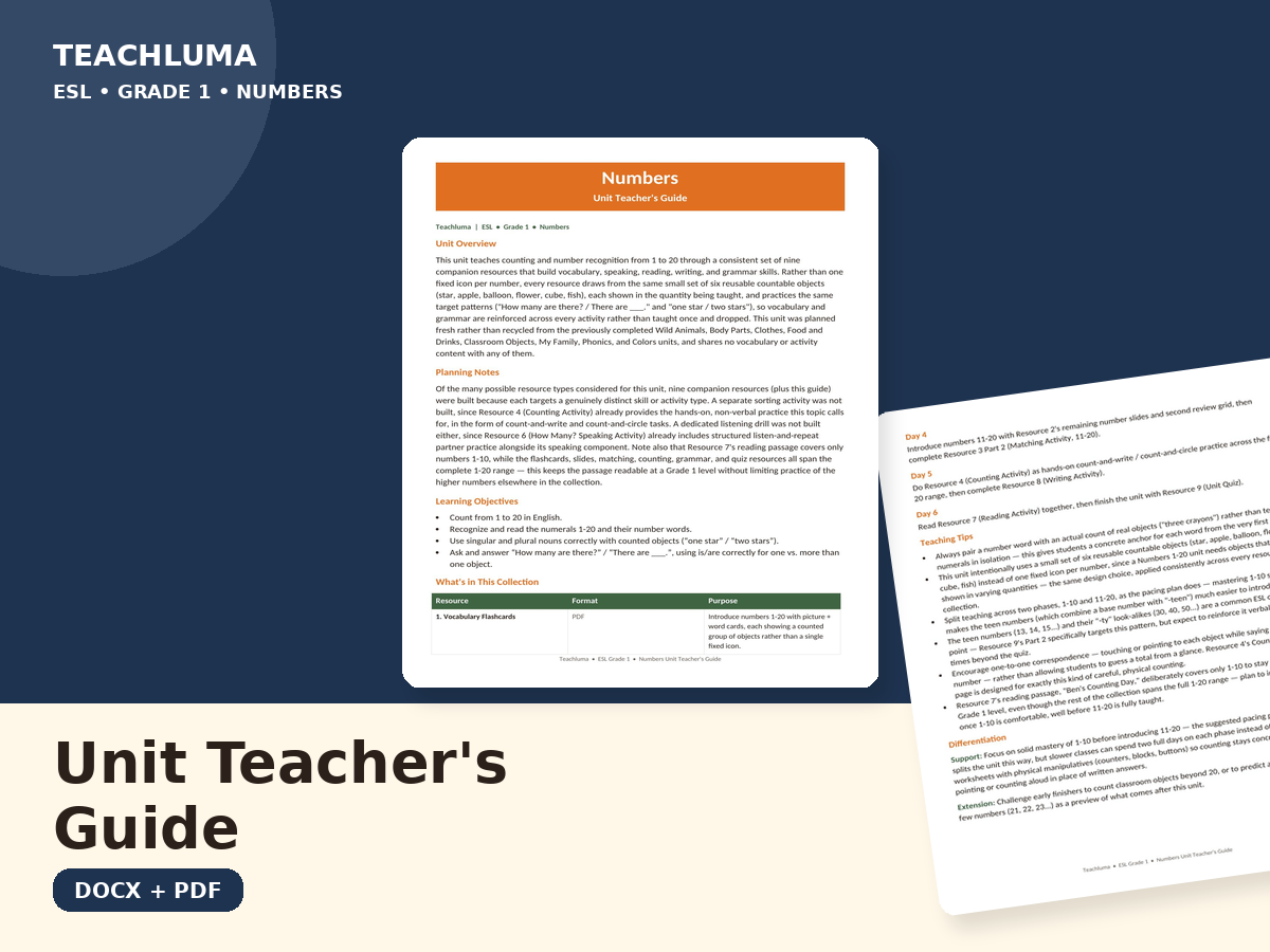 Numbers — Unit Teacher's Guide