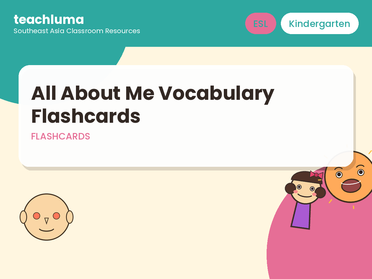 Kindergarten ESL Flashcards: All About Me (Family, Feelings and Body Parts)
