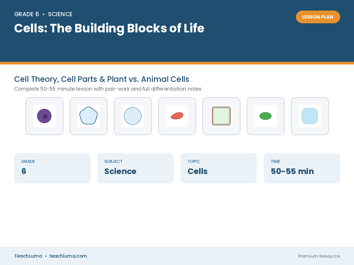 Grade 6 Science Lesson Plan: Cells — The Building Blocks of Life