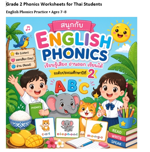 Grade 2 Phonics Worksheets for Thai Students bundle