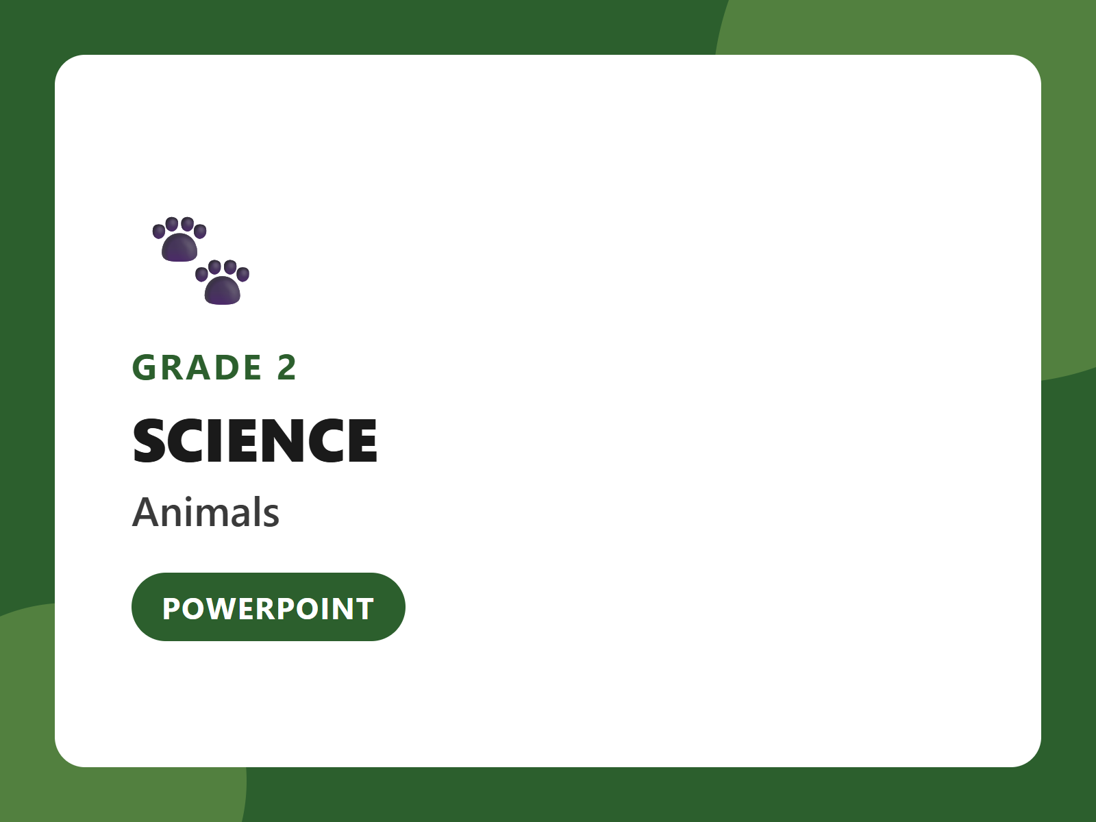 Grade 2 Animals Introduction and Vocabulary PowerPoint