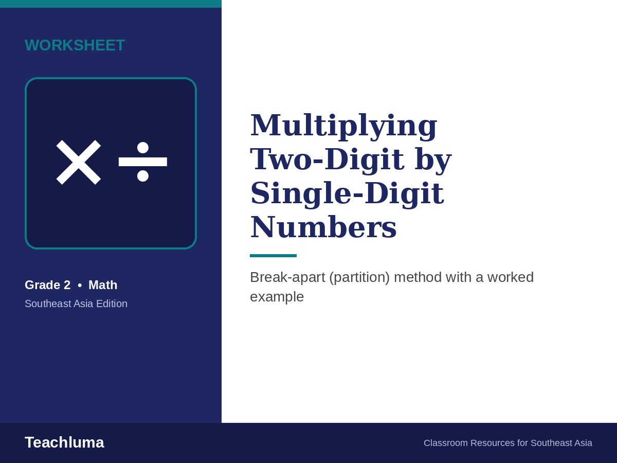 Grade 2 Multiplying Two-Digit Numbers by Single-Digit Numbers Worksheet