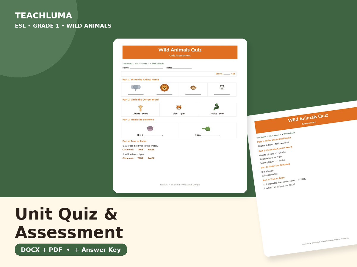 Wild Animals Quiz — Unit Assessment