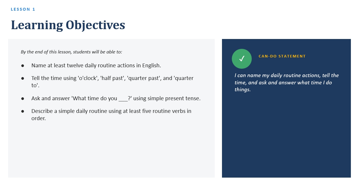 Daily Routines – Grade 7 ESL PowerPoint (Matthayom 1)