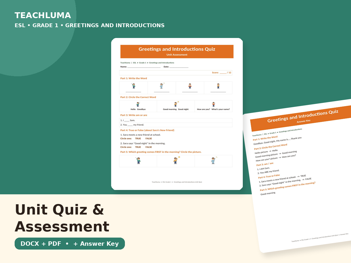 Greetings and Introductions — Unit Quiz / Assessment
