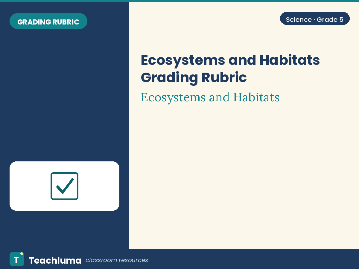 Grade 5 Ecosystems and Habitats Grading Rubric