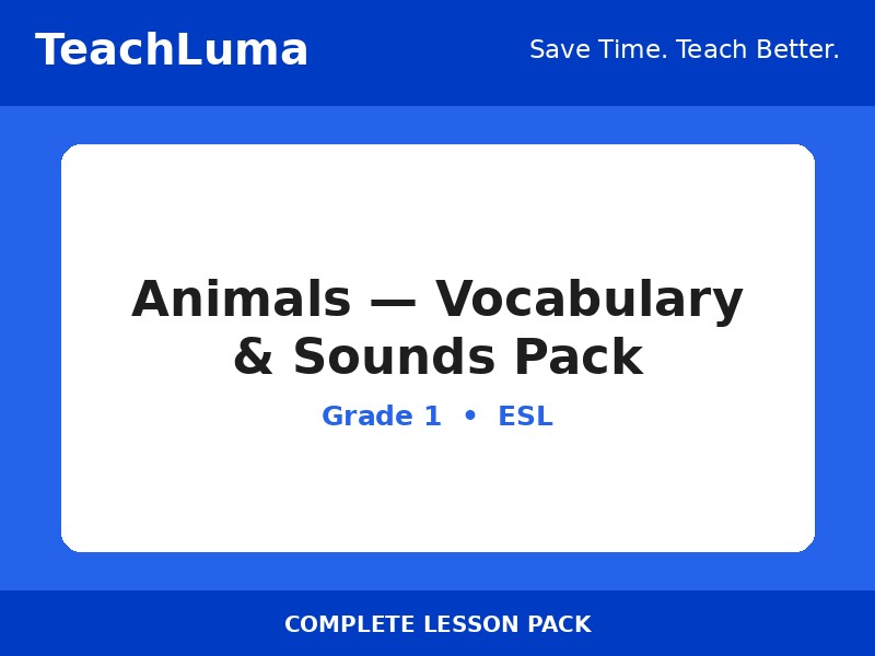 Animals — Vocabulary & Sounds Pack