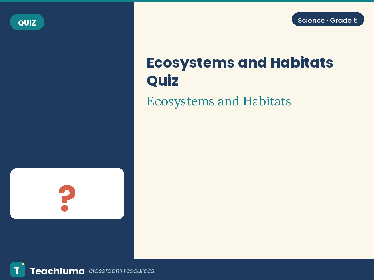 Grade 5 Ecosystems and Habitats Quiz