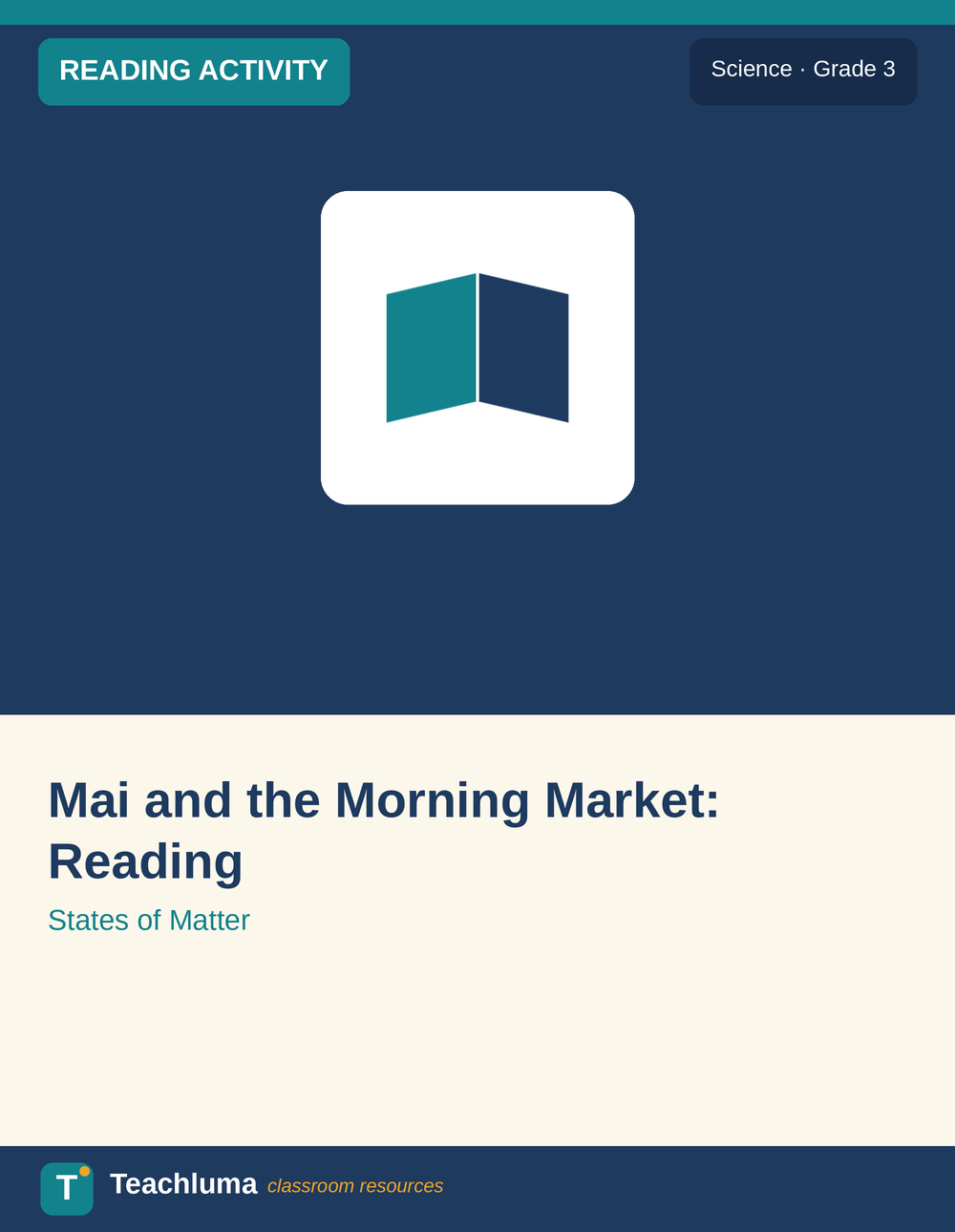 Grade 3 States of Matter Reading Comprehension: Mai and the Morning Market