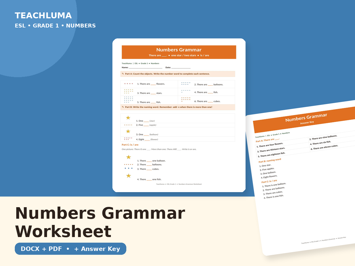 Numbers — Grammar Worksheet