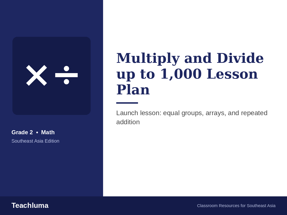 Grade 2 Multiply and Divide up to 1,000 Lesson Plan