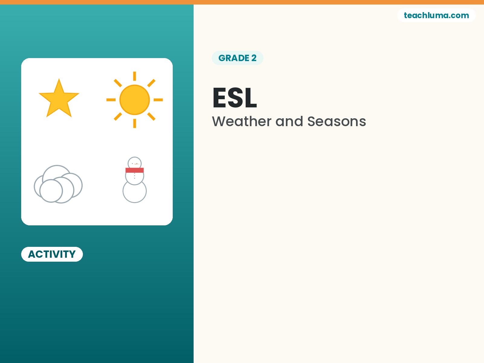 Grade 2 Weather and Seasons Activity Pack: Spinner, Bingo, and Riddle Cards