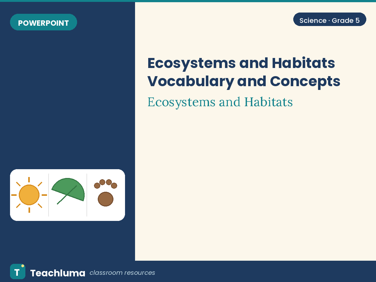 Grade 5 Ecosystems and Habitats Vocabulary and Concepts PowerPoint