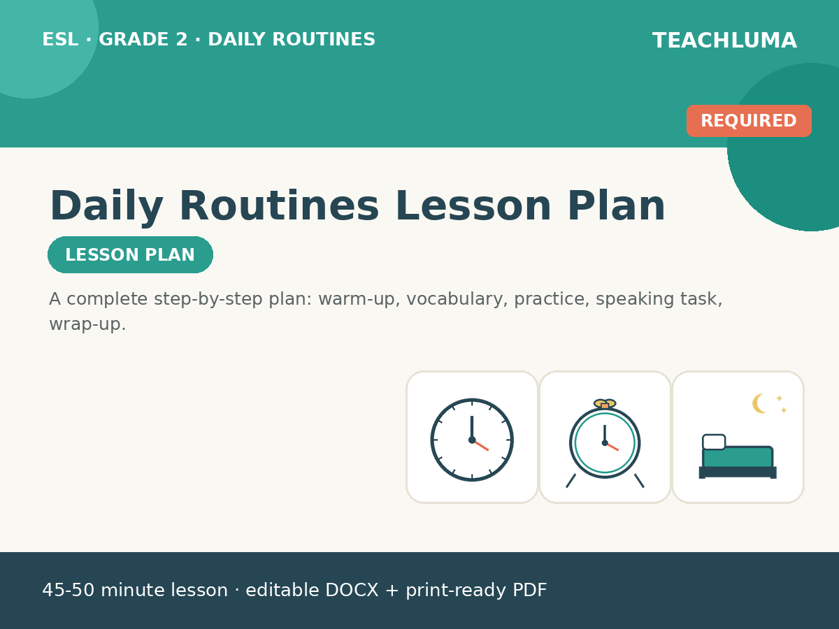Grade 2 Daily Routines Lesson Plan: My Day