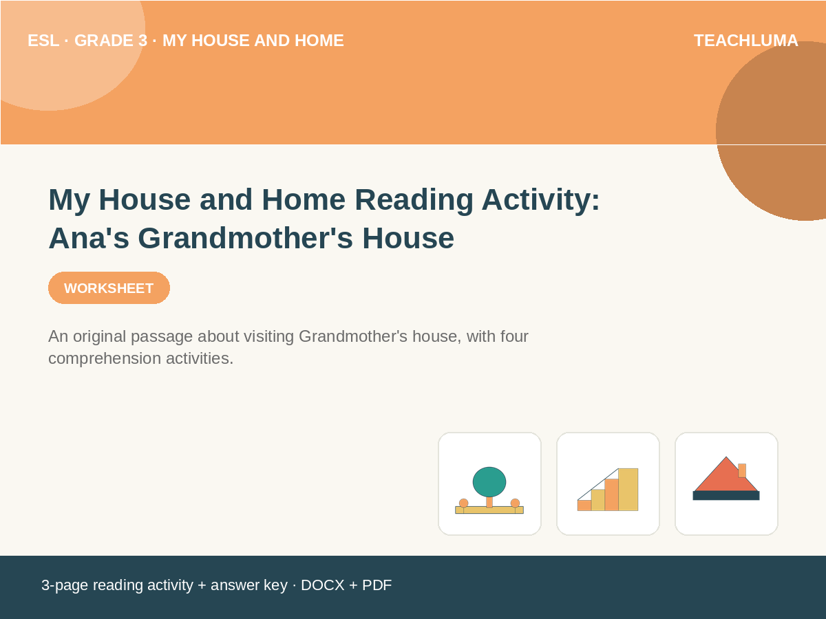 Grade 3 My House and Home Reading Activity: Ana's Grandmother's House