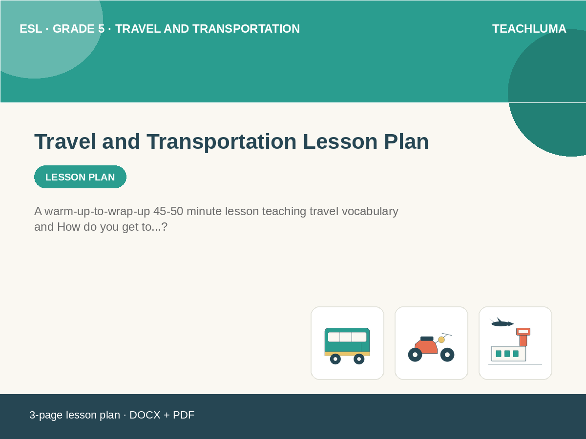 Grade 5 Travel and Transportation Lesson Plan: How Do You Get There?